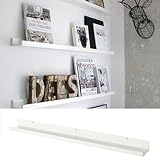 Denver Modern Floating Wall Ledge Shelf for Pictures and Frames 46 Inches Long , White