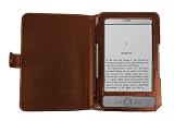 Best Buy Navitech Brown Leather Flip Open Book Style Carry Case / Cover & Car Charger For The New Kindle / The Lighter, smaller Wi-Fi, 6