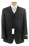 Jones NY Mens 3 Button Black Pinstripe 3 Piece Silk Wool Suit - Size 44S
