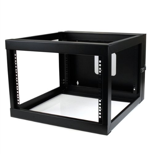 StarTech.com 6U 22-Inch Hinged Open Frame Rack Cabinet Wallmount Server Rack Components RK619WALLOH, Black