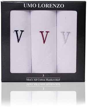 Umo Lorenzo 3pc. Cotton Handkerchiefs Boxed - Initial