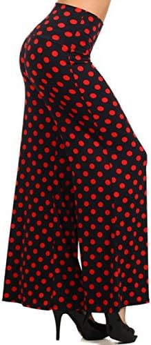 Gail Corrigan Women's High Waisted Plazzo Pants BlkRed-Polka Dot Small