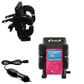 Sandisk Sansa Fuze Auto Vent Holder with Car Charger - Uses Gomadic TipExchange