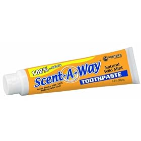Click here to buy Hunter's Specialties Scent-A-Way Odorless Fluoride Toothpaste.