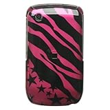 New Blackberry 8520/8530/9300 Cuve Crystal Snap-on Black Pink Zebra Star 2p ....