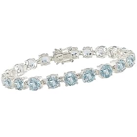 Sterling Silver 33.6ct TGW Blue Topaz Bracelet by Amour