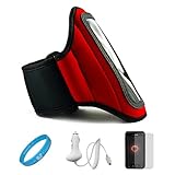 Red Durable Moisture Resistant Neoprene Protective Exercise Workout Armband ....