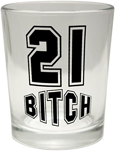 Mug Creations 21st Birthday Shot Glass / "21 Bitch" / Gift Box And Wrapping Included / Extra Large 3 OZ Shot Glass / Show Your Friends You Dont Mess Around When It Comes To A Party