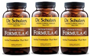 NEW Glass Bottles to Keep Product Fresher Longer!!! 3 ~ Bottles Dr. Schulze Intestinal Formula #1 Colon Bowel Cleanse Laxative Cleanser - 90 Caps Per Bottle On Sale