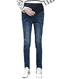 マタニティ デニム 妊婦 服 レディース 女性 アジャスター付き ボトム お腹 楽ちん パンツ シンプル (2XL)