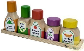 Melissa & Doug Deluxe Wooden Magnetic Kitchen Bottle Collection