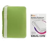 Light Green Fabric Neoprene Sleeve Case + Clear Reusable LCD Screen Protector for Amazon Kindle DX 9.7" 9.7-inch Wireless Reading Device