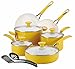 SilverStone Ceramic Nonstick Aluminum Cookware Set, 12-Piece, Mango Yellow, CXi Collection
