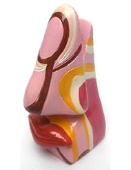 Picasso Art Style Lip Nose Eyeglasses Holder - Pink With Swirls by 