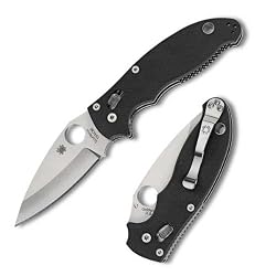 Spyderco Manix 2 G-10 Plain Edge Knife, Black