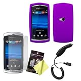 41eEWvZ54oL. SL160  Purple Silicone Case / Skin / Cover, LCD Screen Guard / Protector & Car Charger for Sony Ericsson Vivaz