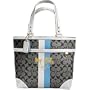 COach Heritage Stripe Signature Shopper Bag Tote 13196 Blue White