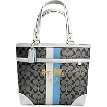 AUTHENTIC COACH HERITAGE SIGNATURE STRIPE TOTE 13196 (BW/White)
