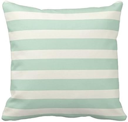 Yqy Big dream Sea foam Green And Off-White Stripes Pillows Decorative Throw Pillowcase Cushion Case (45cm x 45cm, Two Sides)