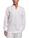 Cubavera Men's Long Sleeve Embroidered Linen Popover Shirt, Bright White, Small