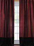 Thai Silk Velvet Banded Curtains Merlot & Espresso