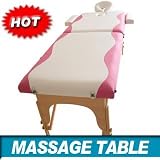 Best US Seller NEW Foldable 2 Portable Massage Table Bed Pink White (wooden legs)