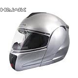 Advanced Hawk Grey Dual Visor Full Face Motorcycle Helmet - Size : Large