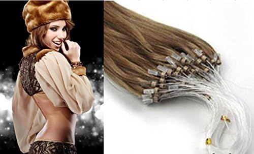 Beauty Wig World 24" 60cm 200s/100g Virgin 100% Brazilian Real Loop Micro Rings hair extensions #12-light golden brown