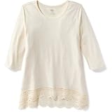 オールドネイビー OLD NAVY/ クロシェットヘムスクープネックティ クリームデラクリーム トップス長袖Tシャツ L【並行輸入】