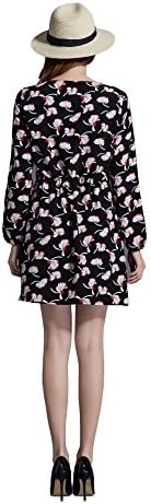 Ochanal Women's Plus Size Fashion DrawString Flower Print Waist Chiffon Dress Black 2X