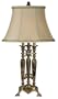 Three Column Marble Accented Brass Lamp