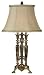 Three Column Marble Accented Brass Lamp