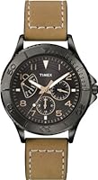 Timex Classic Men's Quartz Watch with Black Dial Analogue Display and Brown Leather Strap T2P0404E