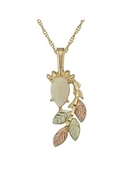 Black Hills Gold Pendant in 10k Gold with Opal Cabachon 8 X 5 mm Pear-shaped