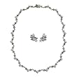 Floral Silver Natural Seed Pearl Choker Necklace 16" & Earrings Set - Dahlia Vintage Collection