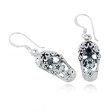 41eEvBQGgIL. SL160  Oxidized Sterling Silver, Mini Flip Flop Slipper Shoes Dangle Hook Earrings for women 1.5 Reviews