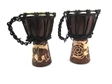 Produkt-Bild: 2 x Set 30cm Kinder Profi Djembe Trommel Bongo Afrika Elefant + Schildkr&ouml;te reine Handarbeit Guter Klang R6
