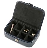Navy Blue Leather 7 Section Cufflinks and Accessories Storage Box