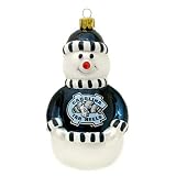 North Carolina Tar Heels Blown Glass Snowman Ornament