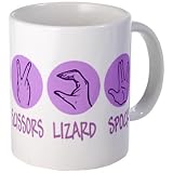 Rock, Paper, Scissors, Lizard Geek Mug by CafePress