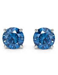 3/4 ct Blue Diamond stud Earring 14k gold