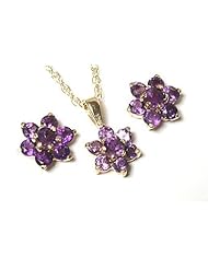 Peninsula Jewellery 9Ct Gold Amethyst Pendant And Earring Set