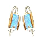 Image of 9 Ct Gold and silver Earrings - set with opal stones