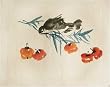 Contemporary Chinese Sumi-e Brush Painting Art, Watercolor on Paper - Fish and Fruit
