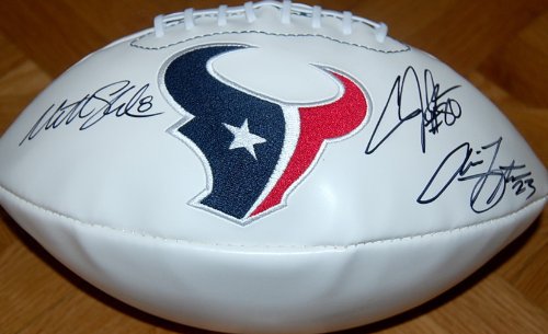 Houston Texans Matt Schaub, Arian Foster & Andre Johnson Autographed / Signed Logo Football