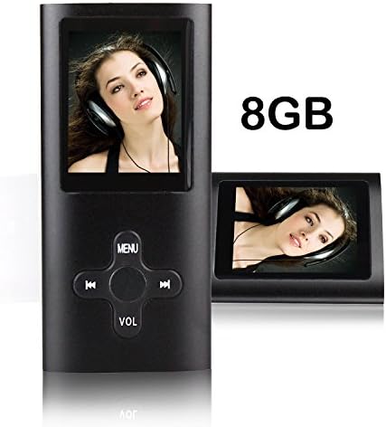 Vontac MP3 Player 8GB Portable Music Player with FM Radio Voice Recorder Supporting MP3 WMA WAV Black