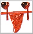 Unique y2Clothes Sexy Showgirl Sequined G-String Panty and Pasties - Red - One Size Fits Most Plain Package