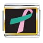 Pink And Teal Ribbon Awareness Italian Charms Bracelet Link
