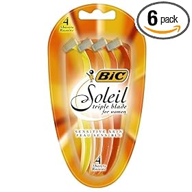 BIC Soleil Triple Blade Disposable Shaver, Women, 4-Count (Pack of 6)
