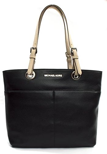 Michael Kors Bedford Top-zip Pocket Tote, Color Black with Silver Hardware